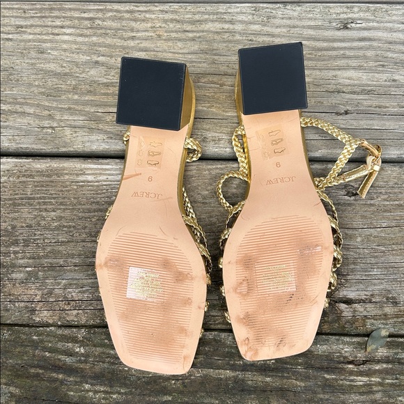 J. Crew Layne braided sandal heels in gold metallic leather 9 - Picture 7 of 10